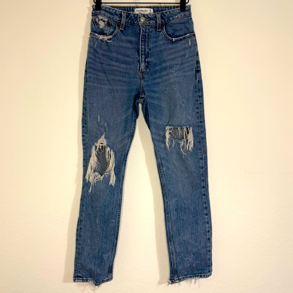 Abercrombie & Fitch Denim - Abercrombie & Fitch Distressed High RIse Mom Jeans